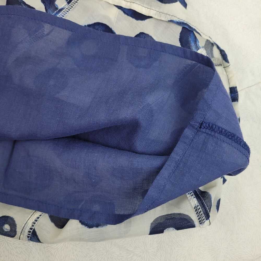 Gérard Darel Women's White Blue A-line Flare Skirt 6 cotton silk artsy party - Picture 8 of 10